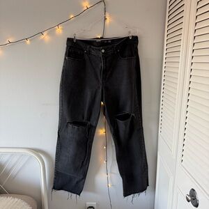 Old Navy Black Distressed Flare Jeans